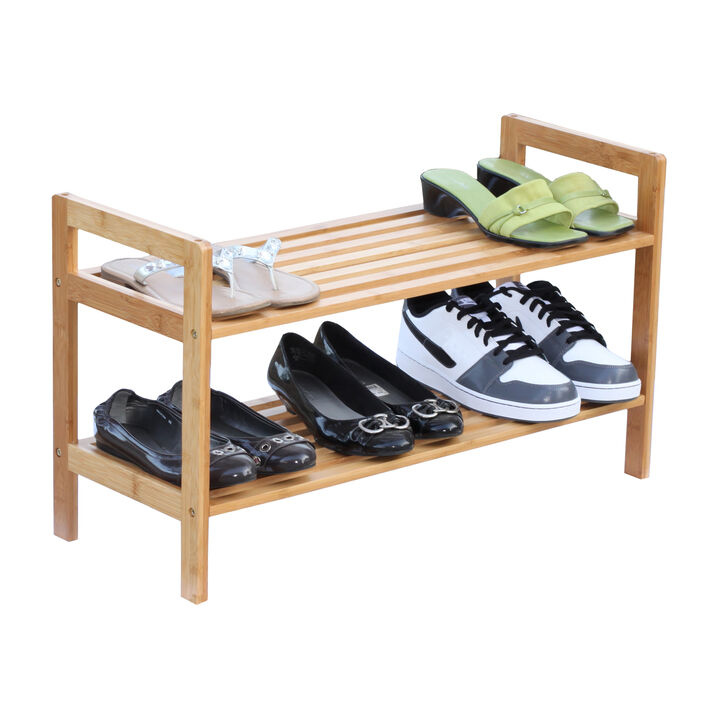 Oceanstar 2 Tier Bamboo Shoe Rack, Square