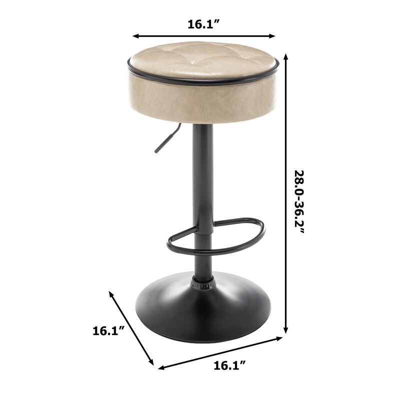 Comfortable Swivel Counter Height Bar Stool with Adjustable Height and Storage