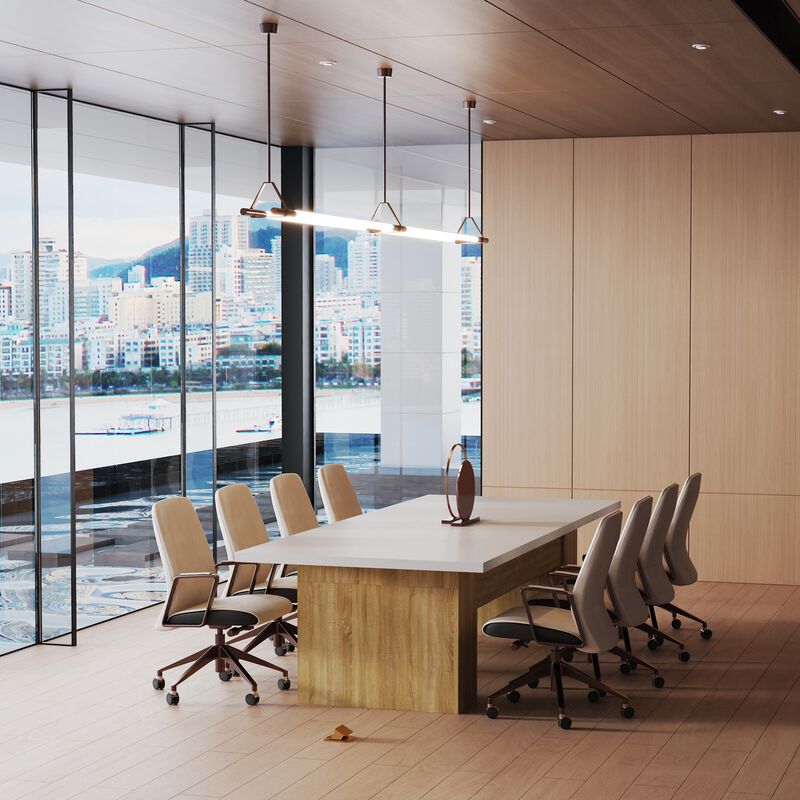 Conference Table, 118.1 L x 47.2 W x 29.5 H Inches Large Meeting Table Podcast Table for 10 People, Wooden Seminar Training Table for Office Business