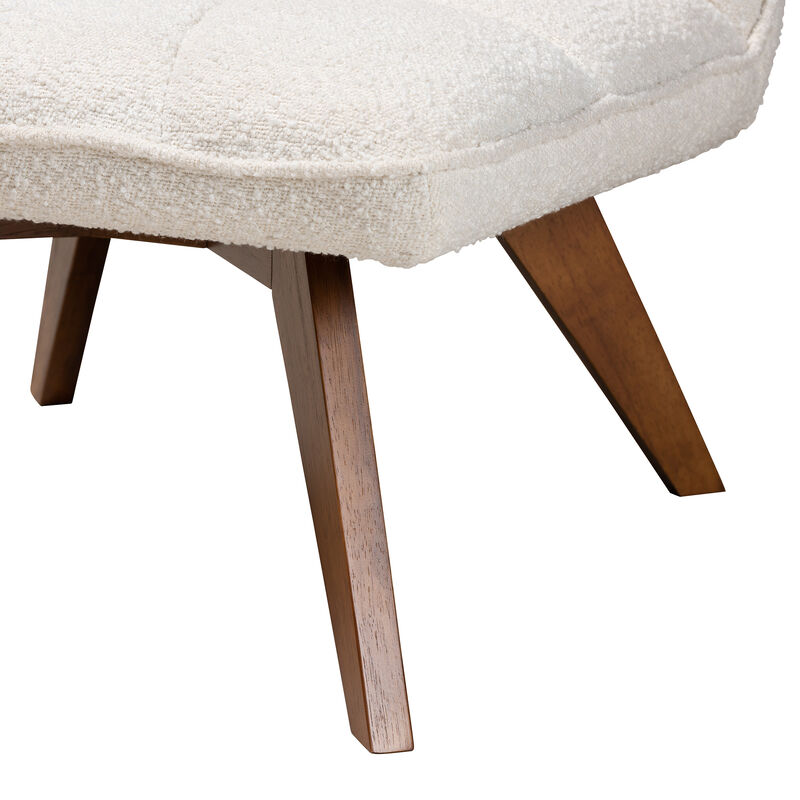 Baxton Studio Darielle Cream Boucle Fabric and Walnut Brown Finished Rubberwood Accent Chair