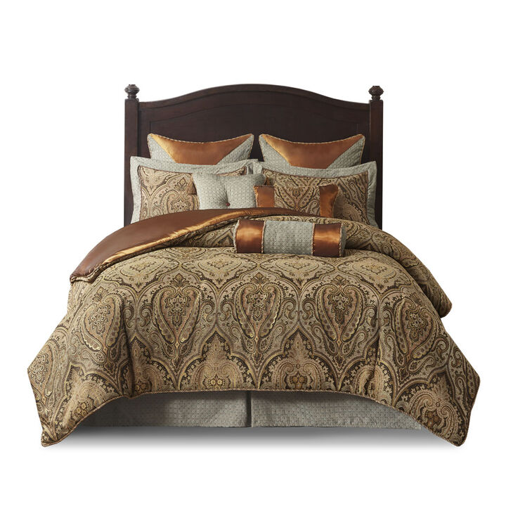 Gracie Mills Wilma 9-Piece Medallion Jacquard Comforter Set
