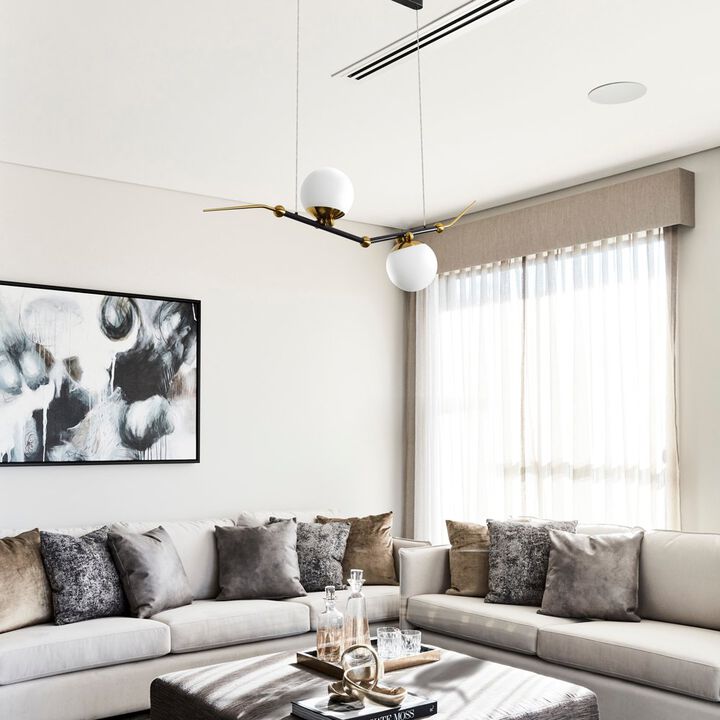 VONN Lighting Integrated LED Linear Chandelier Lighting Fixture, in Antique Brass