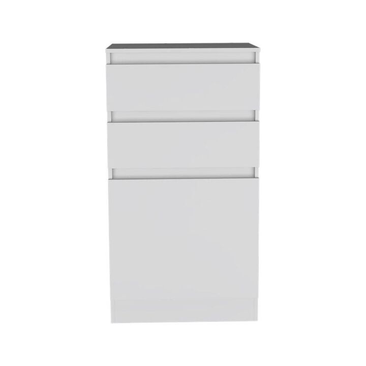 DEPOT E-SHOP Diamond Dresser, Jewelry Box, Mirror, One-Door Cabinet, Two Drawers-White, For Bedroom