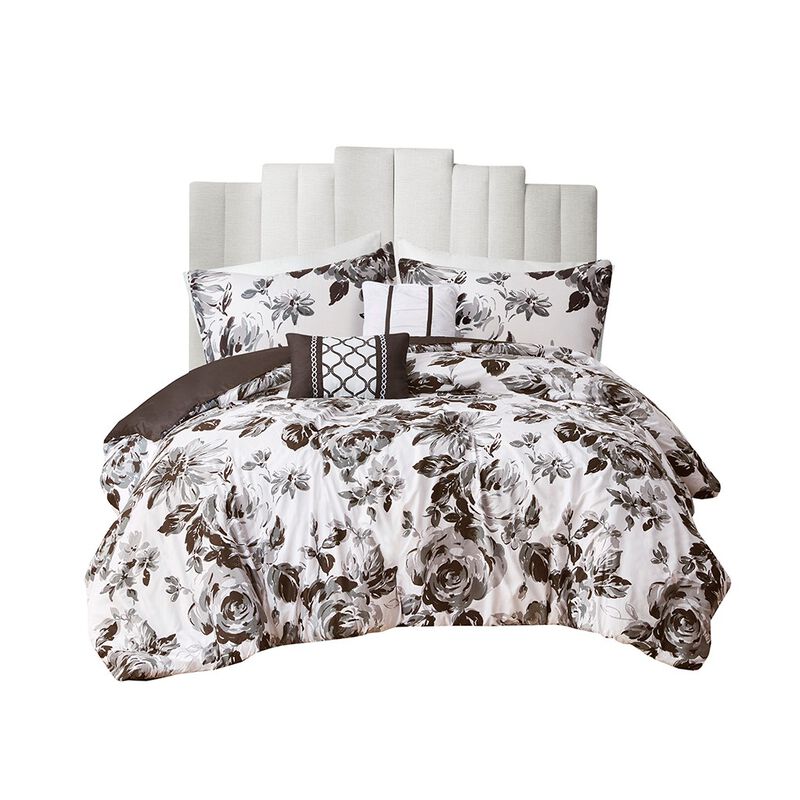 Gracie Mills Marshall Elegant Floral Print Microfiber Duvet Cover Set