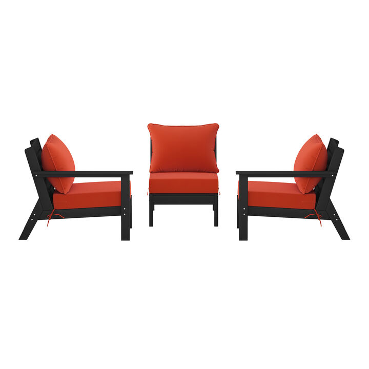 WestinTrends Outdoor Patio HDPE Sectional Sofa with Patio Cushions