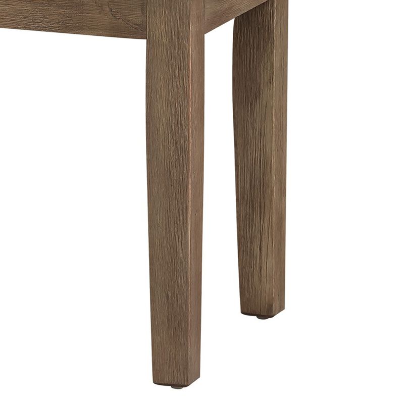 Rectangular Style Wooden Bench with Fabric Upholstered Seat,Brown and Beige - Benzara