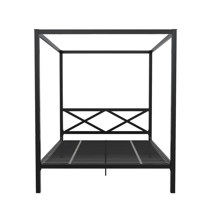 Atwater Living Zasha Queen Metal Canopy Bed, Black