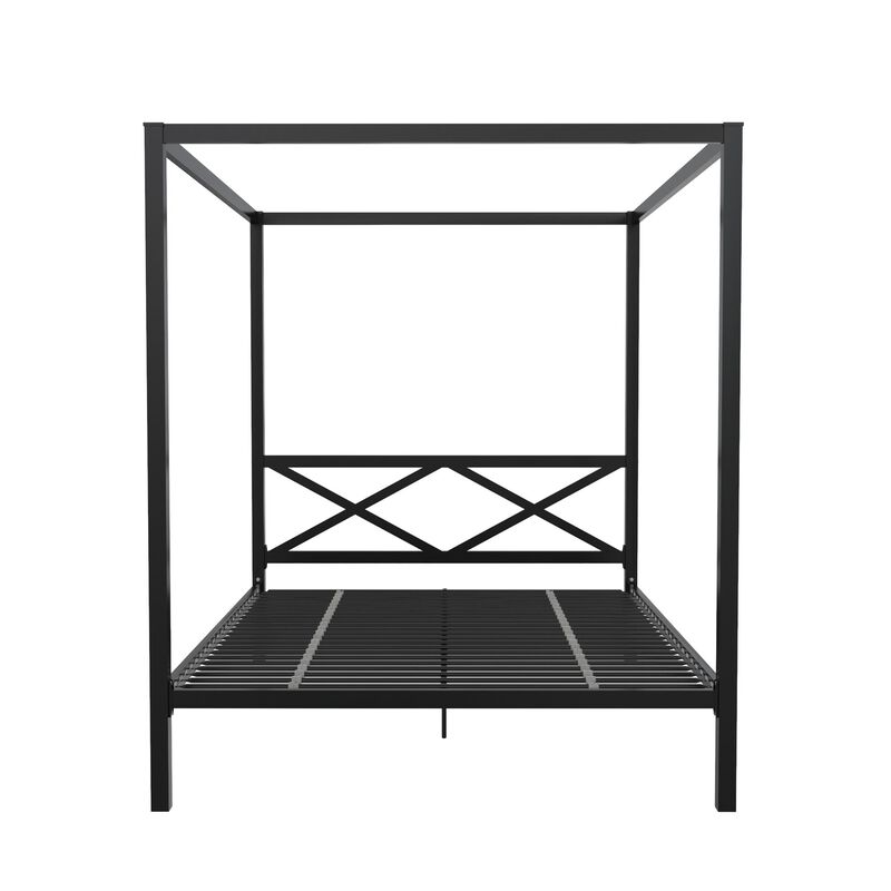 Atwater Living Zasha Queen Metal Canopy Bed, Black