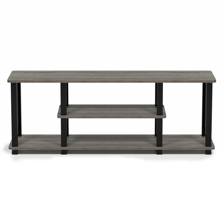 Furinno Turn-S-Tube No Tools 3D 3-Tier Entertainment TV Stands with Square Tube, French Oak Grey/Black, 18027GYW/BK
