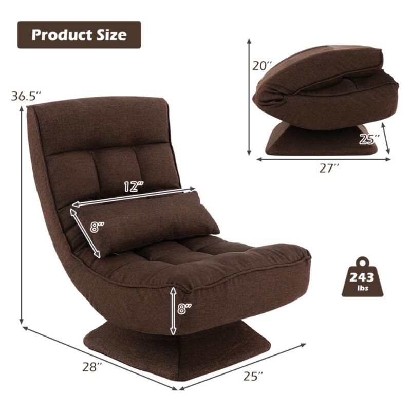 Hivvago 5-Level Adjustable 360Â° Swivel Floor Chair with Massage Pillow