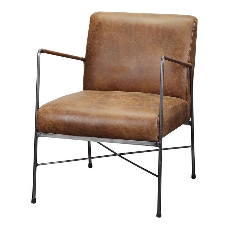Moe's Home Collection DAGWOOD LEATHER ARM CHAIR BROWN