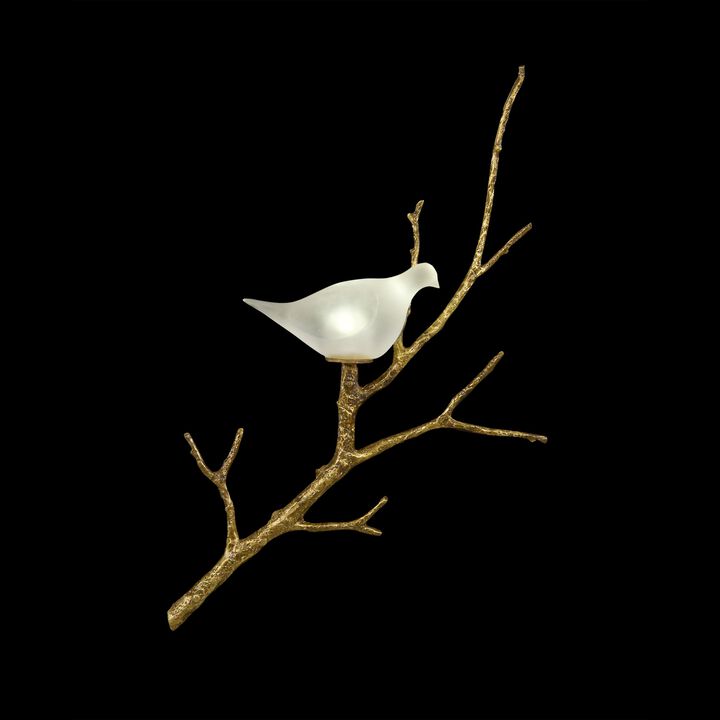 White Lazurite Dove And Brass Wall Sconce II