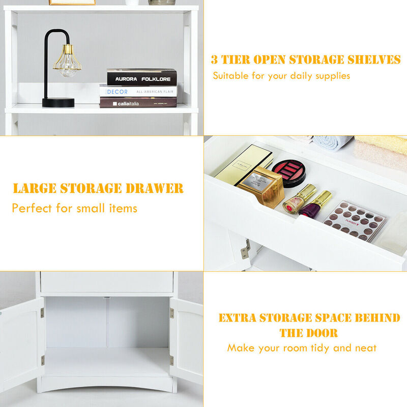 Costway Bathroom Storage Cabinet Floor Cabinet w/Drawer Shelf Cupboard Espresso