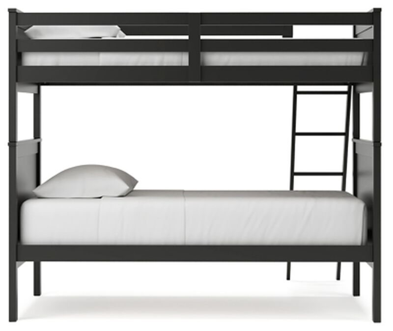 Nextonfort Twin Over Twin Bunk Bed in Black