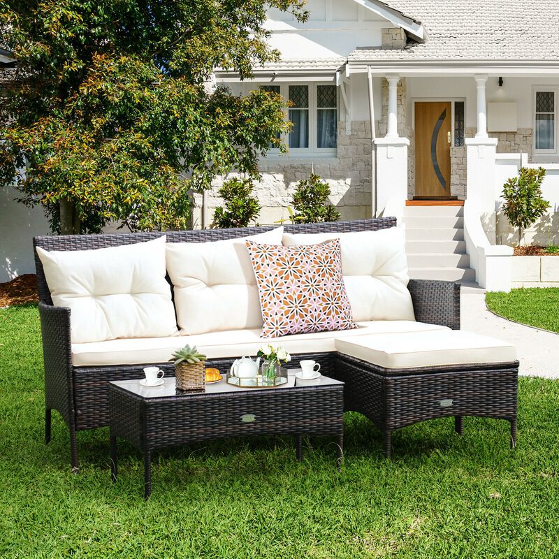 3 Pieces Patio Furniture Conversation Sets with 5 Cozy Cushions
