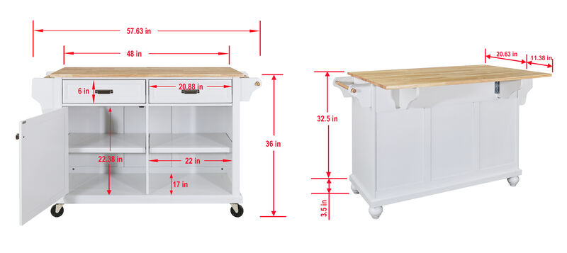 Streamdale Cambridge Wood Top Kitchen Island With Storage 0002