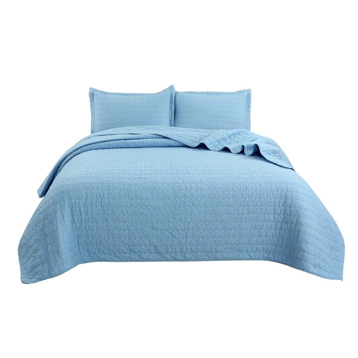 MarCielo 3 PCS 100% Cotton Oversized Bedspread Set Stitching