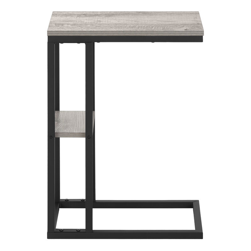 Monarch Specialties I 3671 Accent Table, C-shaped, End, Side, Snack, Living Room, Bedroom, Metal, Laminate, Grey, Black, Contemporary, Modern