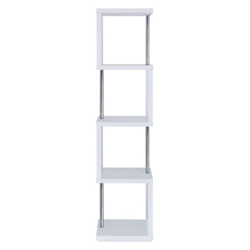 Modern Four Tier Wood And Metal  Bookcase