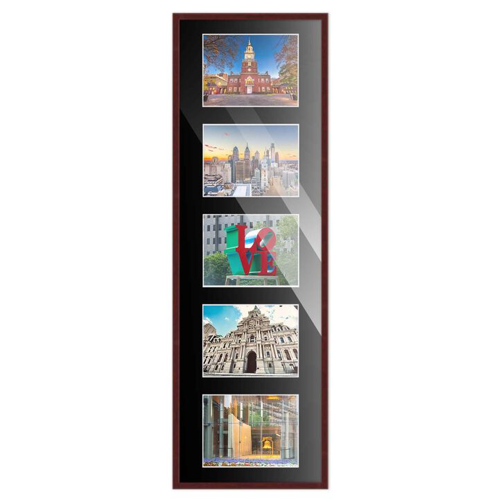 8.5x28.5 Wood Collage Frame with Black Mat For 5 5x7 Pictures