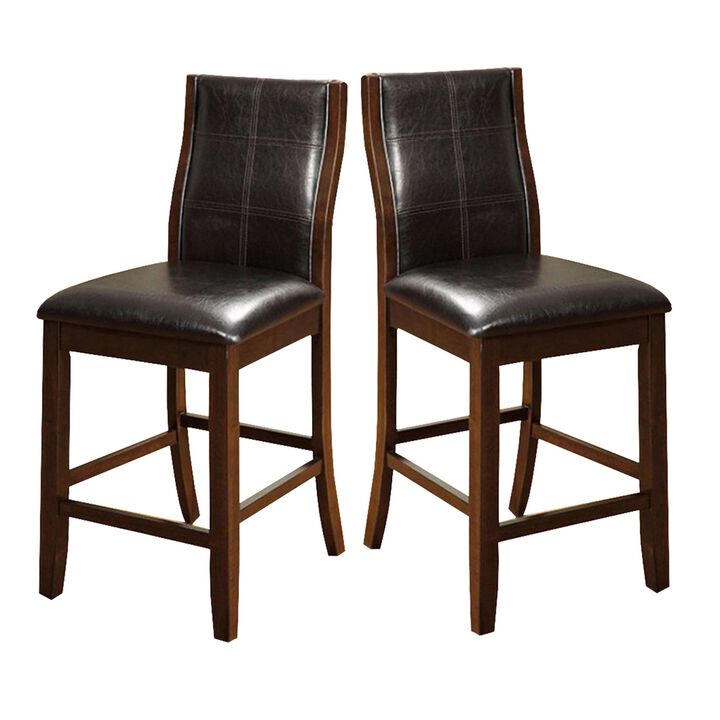 Townsend II Leatherette Parson Chair Counter Height Chair, Set Of 2-Benzara