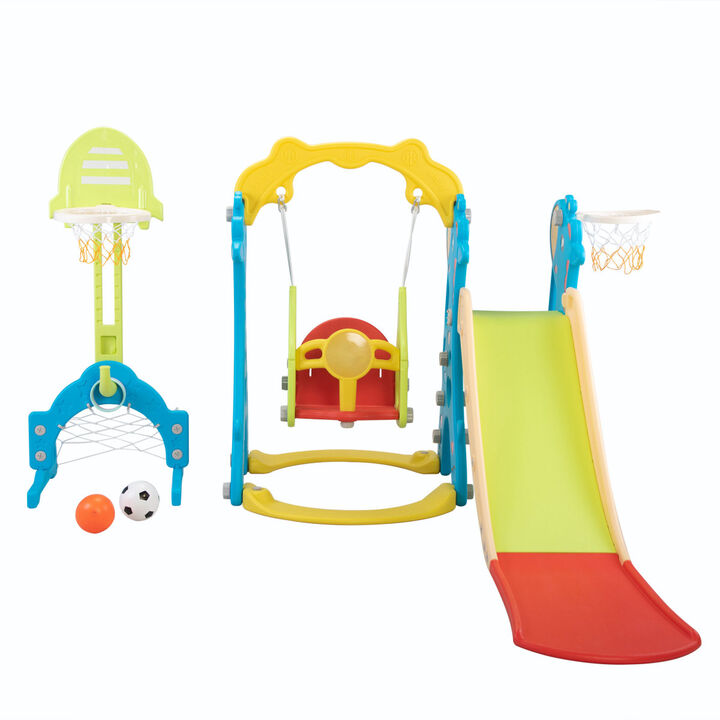 5-in-1 Toddler Slide and Swing Set with Accessories