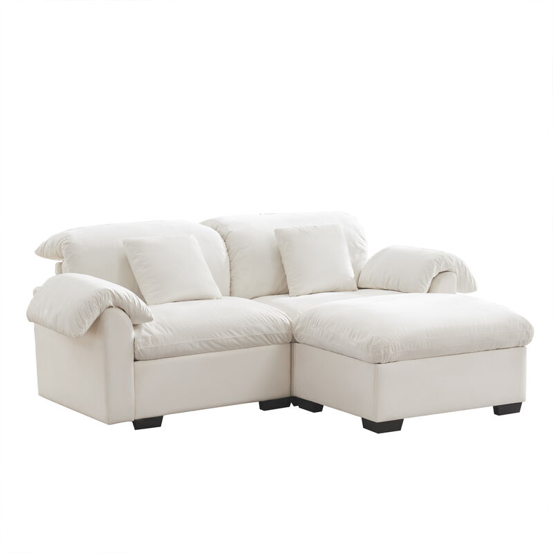 Merax Loveseat Sofa with Storage Reversible Ottoman