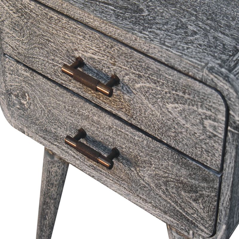Artisan Furniture Solid Wood Sandblasted Ash Curved Bedside