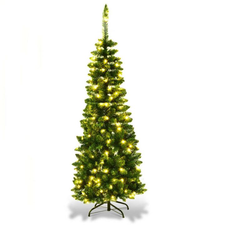 Pre-Lit Hinged Artificial Pencil Christmas Tree