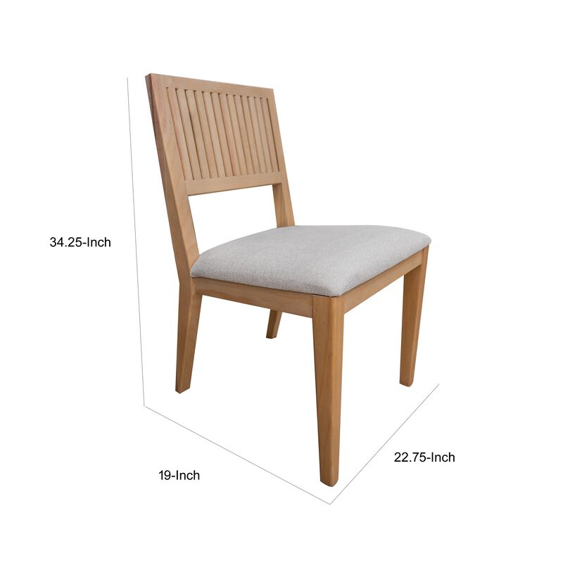 Izya Dining Side Chair Set of 2, Fluted, White Polyester, Brown Solid Wood