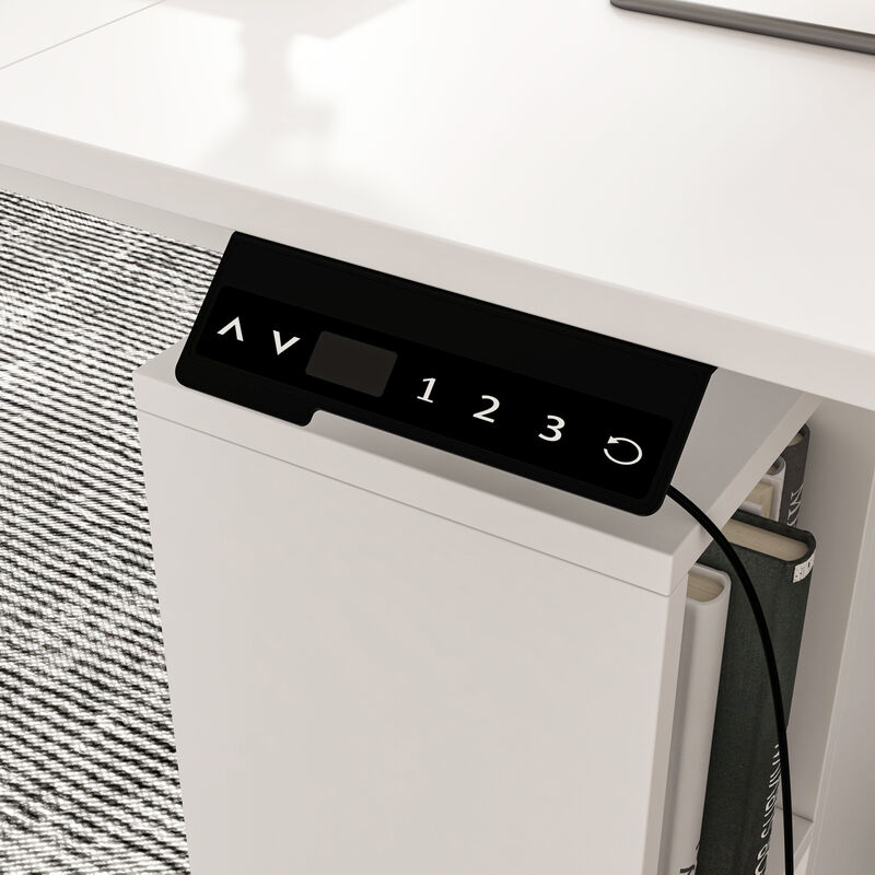 FUFU&GAGA 63-in White Modern/Contemporary L-shaped Desk Hutch Included,(72.4" W x 47.2" D x 46.6" H), White
