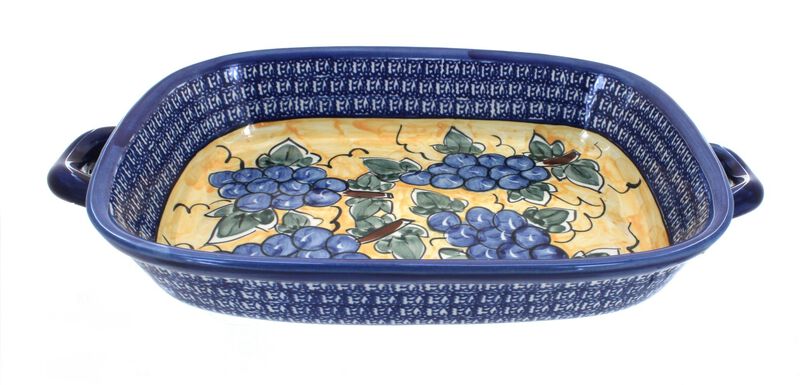 Blue Rose Polish Pottery Zara Large Baker with Handles