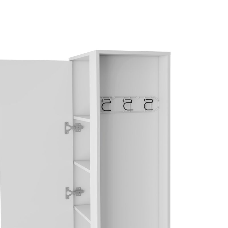 DEPOT E-SHOP Fairfield Utility Storage Cabinet with 6-Tier Shelf and Broom Hangers