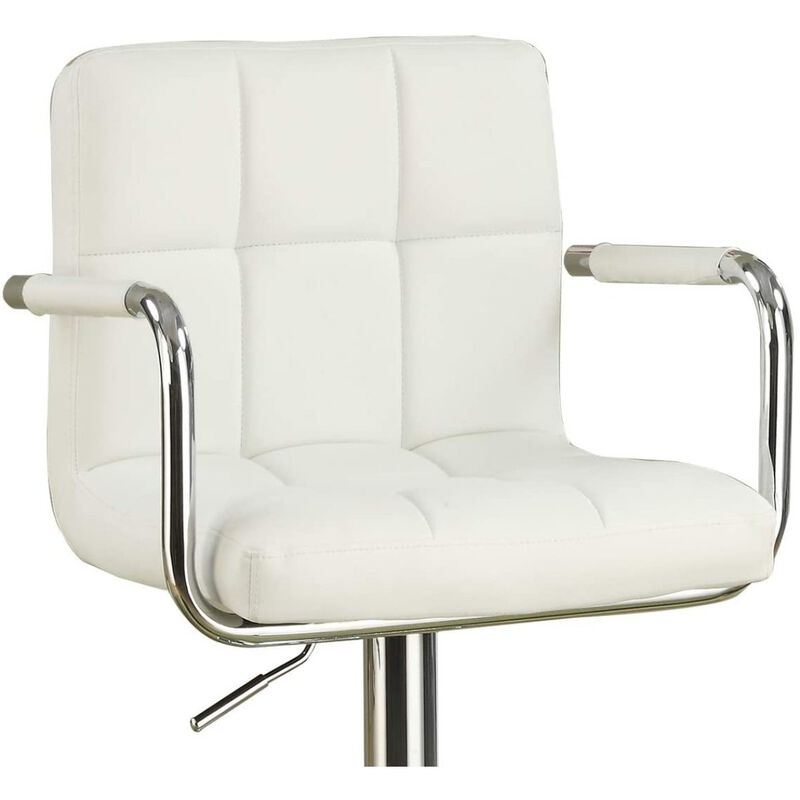Set of 2 White Faux Leather Barstool Chairs