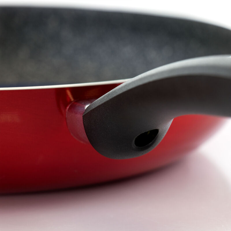 Oster Merrion 12 Inch Aluminum Frying Pan in Red with Bakelite Handle