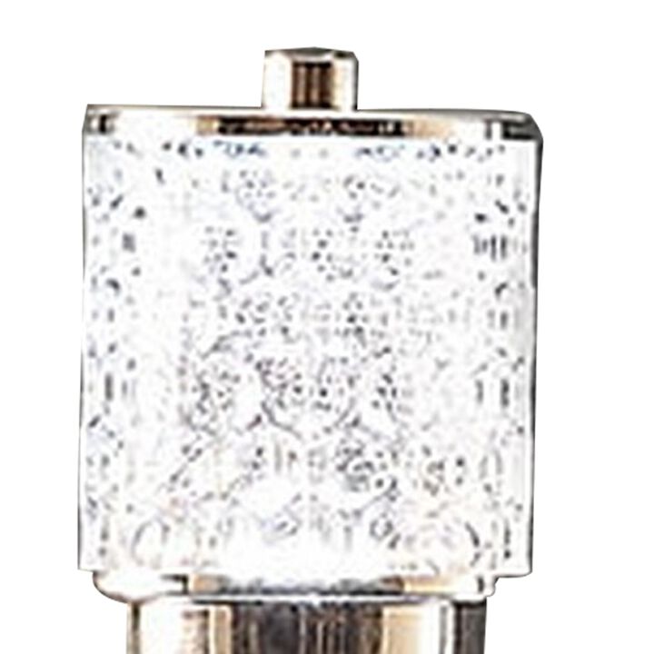 Siri 19 Inch Table Lamp with LED Glass Shade, Metal Base, Nickel Finish-Benzara