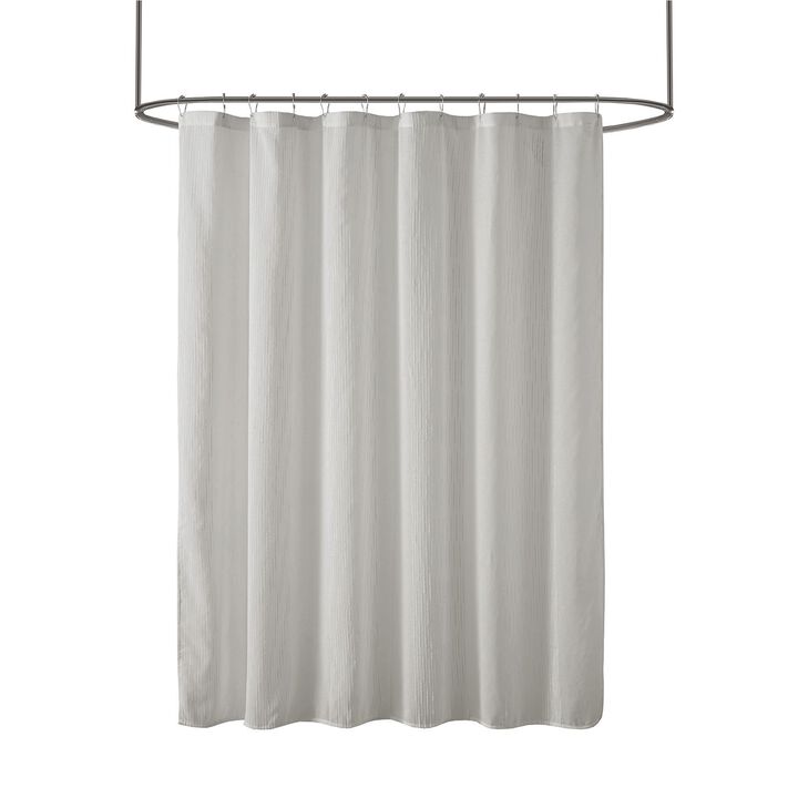 Gracie Mills Myra Solid Striped Sheer Shower Curtain