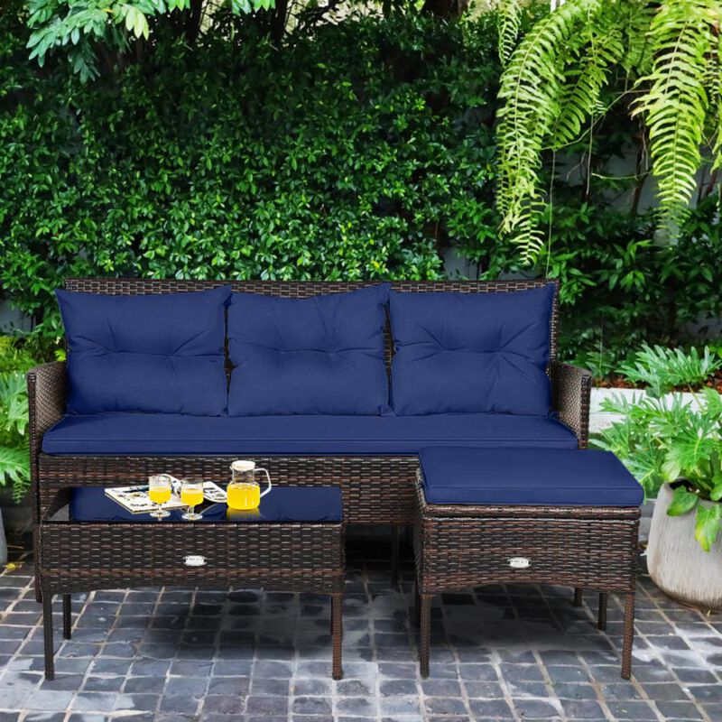 Hivvago 3 Pieces Patio Furniture Sectional Set with 5 Cozy Cushions