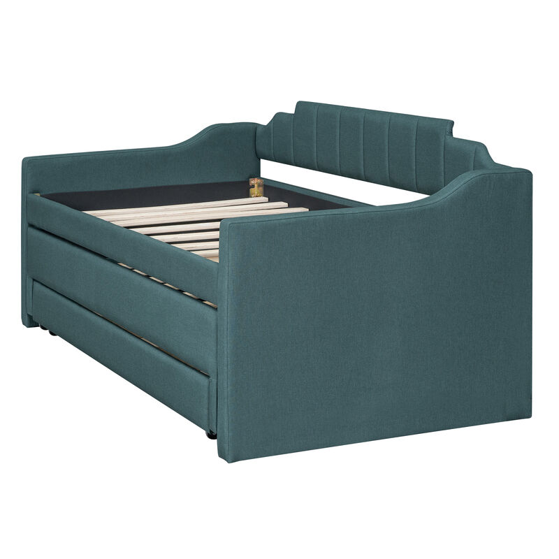 Merax Upholstered Daybed with Trundle and Drawers
