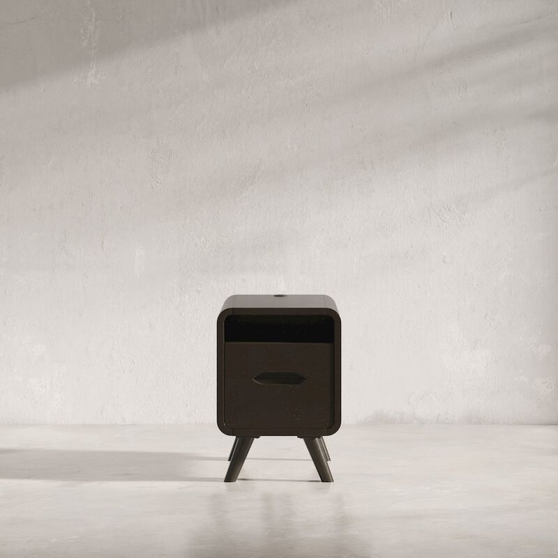 Jofran Marlowe Mid-Century Modern USB Charging Curved Chairside End Table