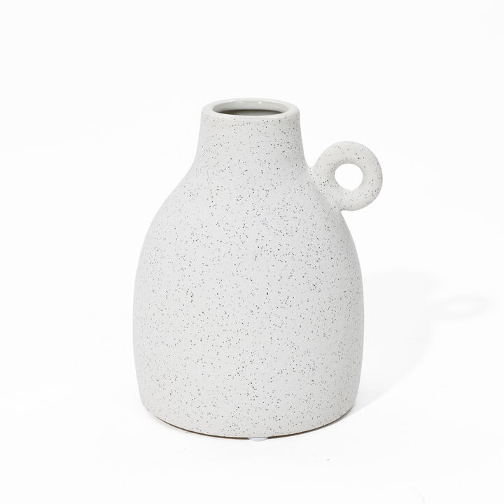 LuxenHome White Ceramic Jug Round Vase