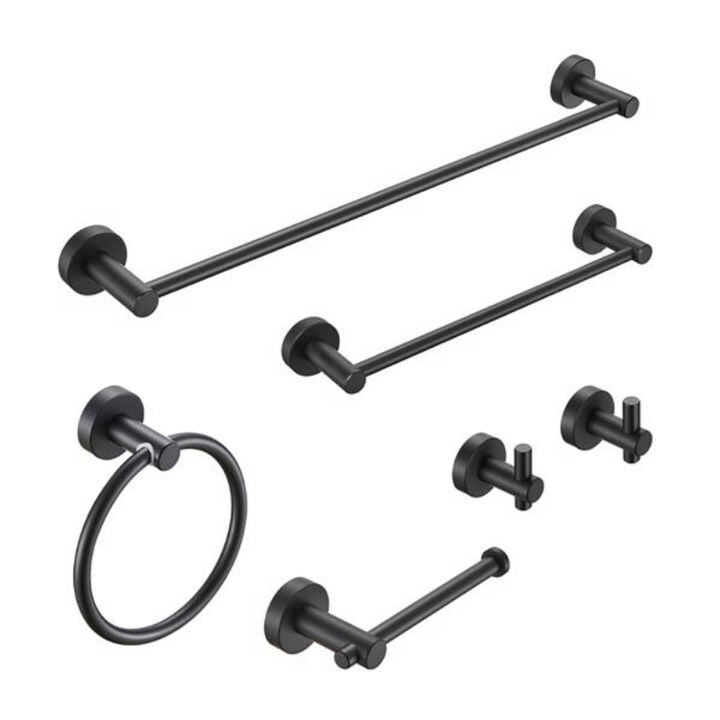6-Piece Bathroom Hardware Set Thick Space Aluminum Towel Bar Set