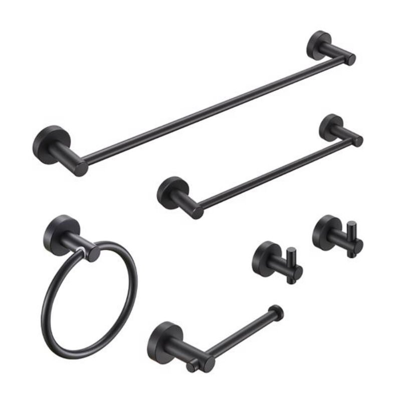 6-Piece Bathroom Hardware Set Thick Space Aluminum Towel Bar Set