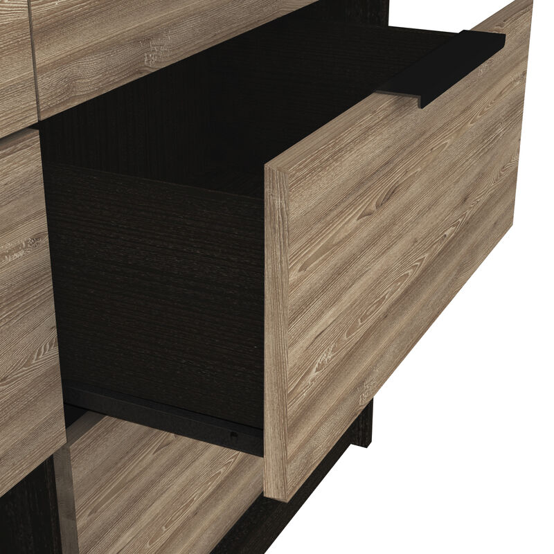 DEPOT E-SHOP Egeo 4 Drawers Dresser, Superior Top, Black / Pine