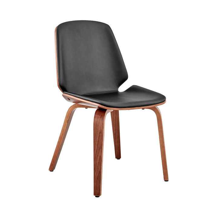 Leatherette Dining Chair with Slightly Curved Seat, Black-Benzara