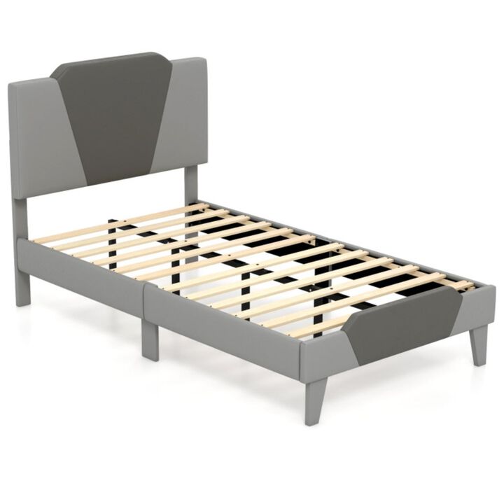 Hivvago Velvet Upholstered Bed Frame with High Headboard