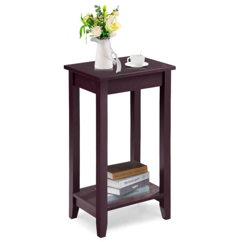 Hivvago 2-Tier Nightstand End Side Wooden Legs Table for Bedroom