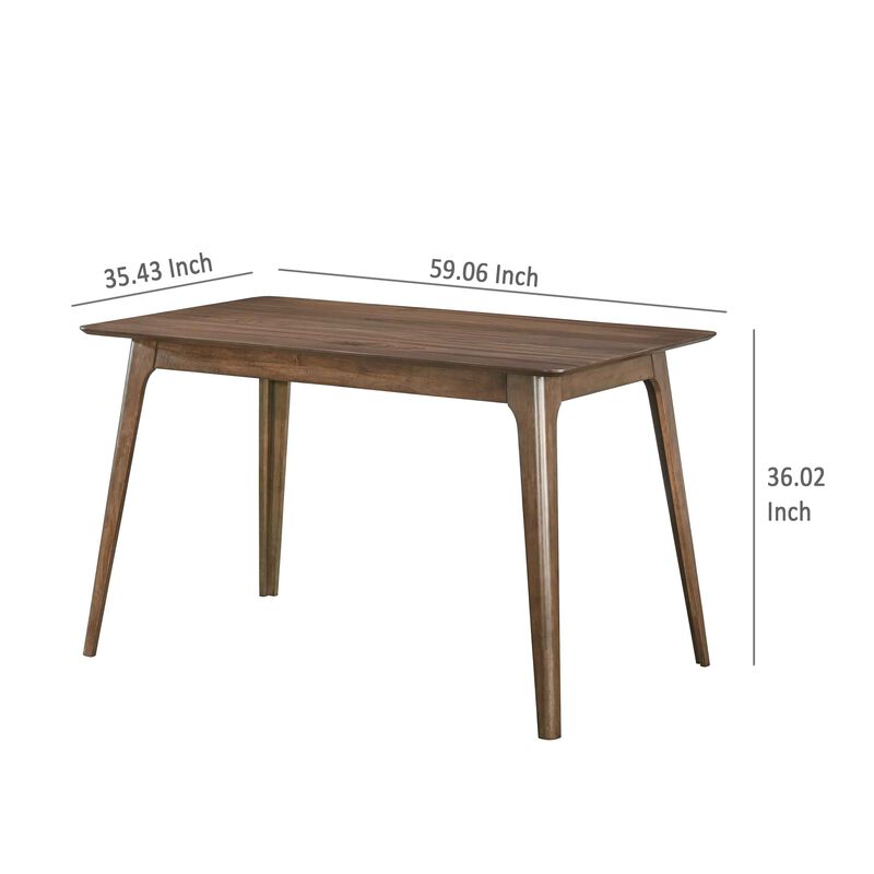 Scar Counter Height Table with Tapered Legs, Walnut Brown Wood 59 Inch - Benzara