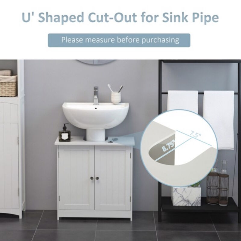 Bathroom Cabinet with 2 Doors and Shelf for Organized Vanity Storage