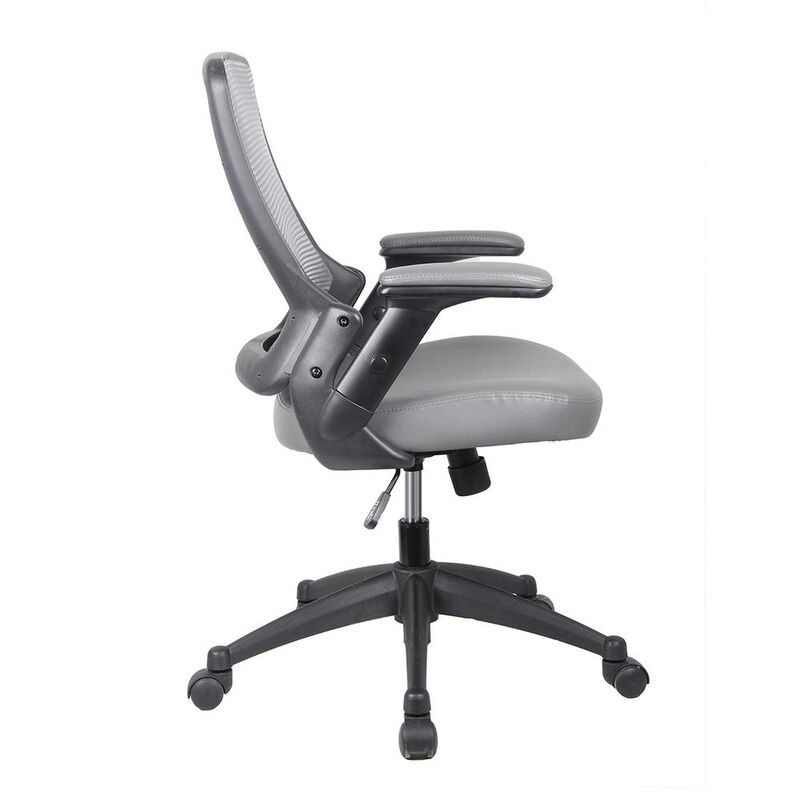 Techni Mobili Mid-Back Mesh Task Office Chair with Flip Up Arms. Color: Gray